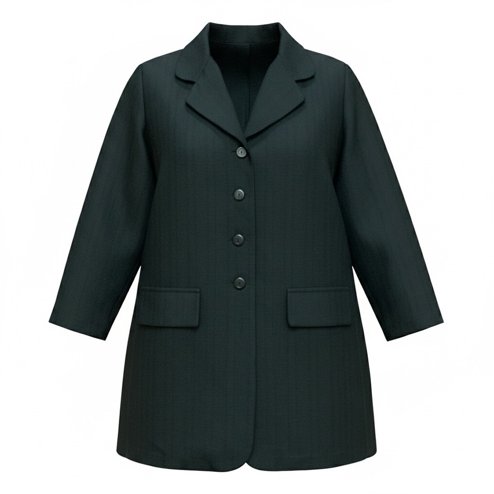 Sue Brett Vintage Black Textured Blazer Four Button Front Jacket Made in USA